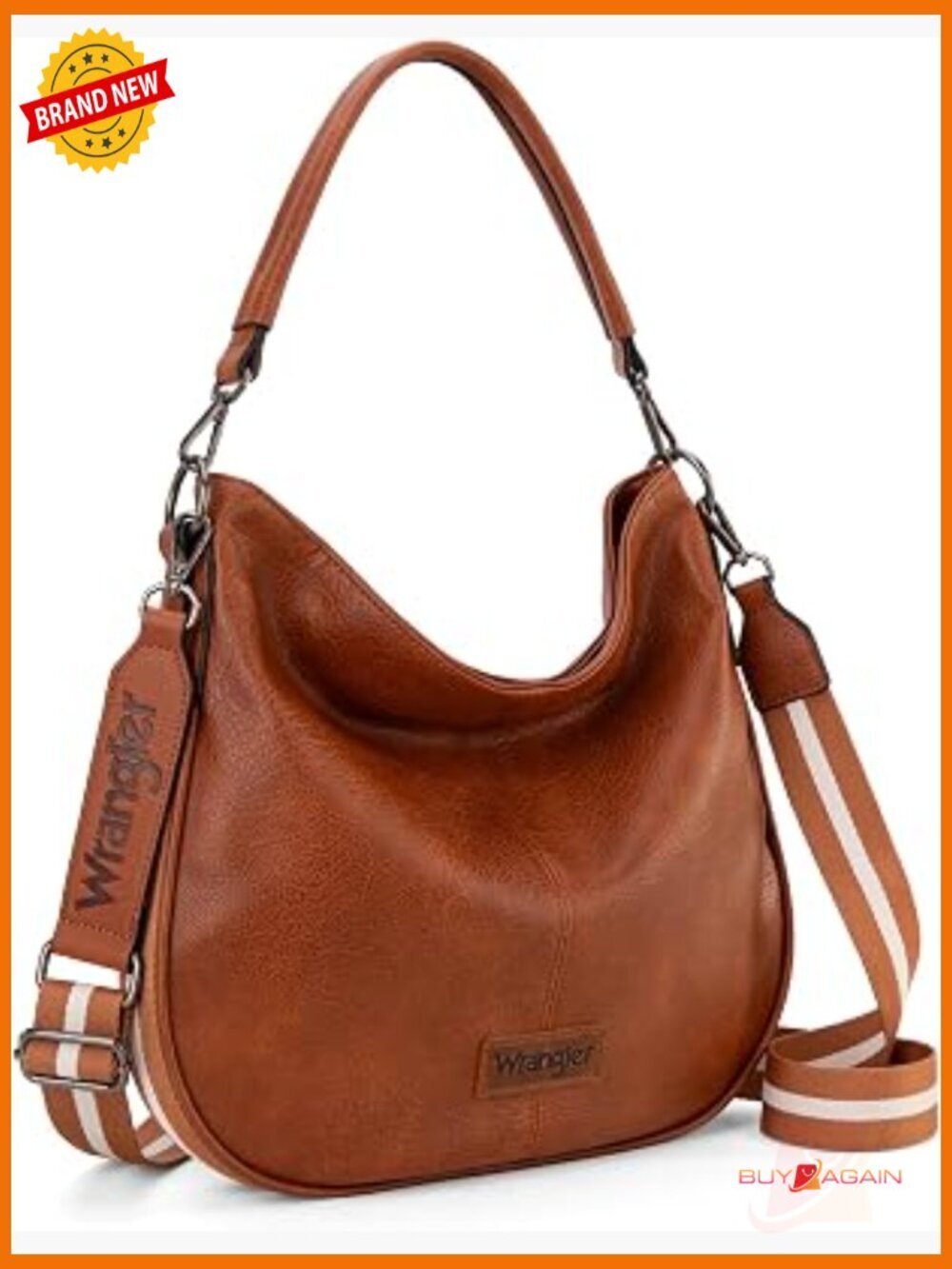 Vegan Leather Hobo Crossbody Bag with Adjustable Strap